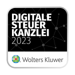 Logo: Siegel "Digitale Steuerkanzlei 2023" Wolters Kluwer
