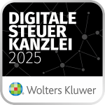 Logo: Siegel "Digitale Steuerkanzlei 2025" Wolters Kluwer